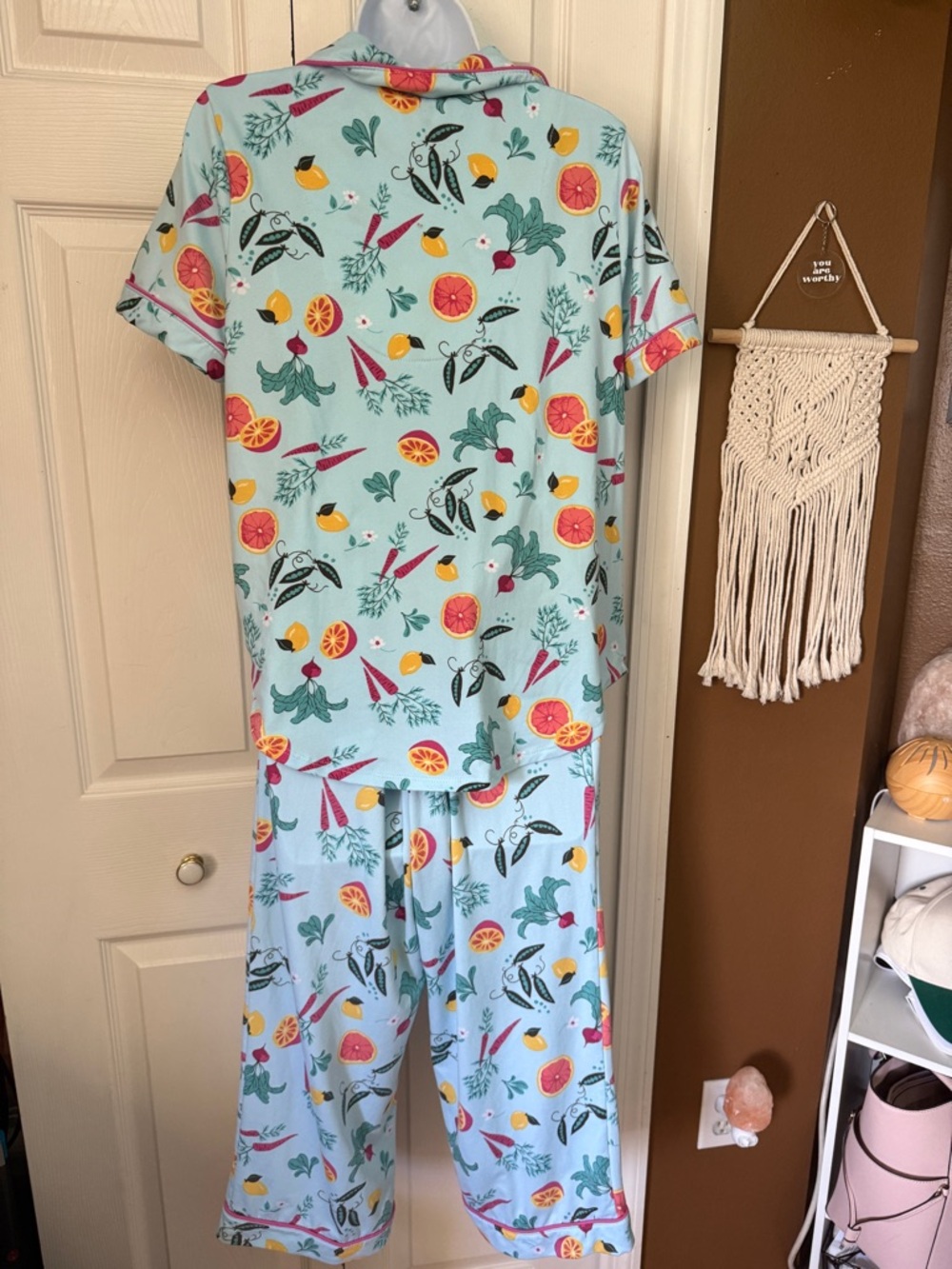 Secret Treasures Fruit and Vegetable Print Short-Sleeve Pajama Set / Size M - Picture 10 of 11